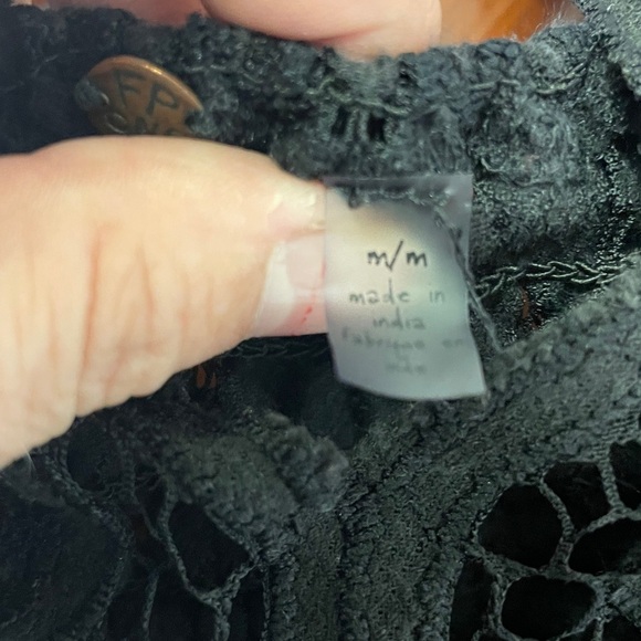 Free People One Adella Bra Top Lace Strappy Bralette Size Medium Black - Picture 4 of 4